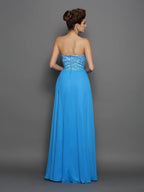 NumberSea - A - Line/Princess Sweetheart Applique Sleeveless Long Chiffon Dresses
