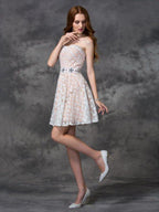 NumberSea - A - line/Princess Sweetheart Lace Sleeveless Short Lace Cocktail Dresses