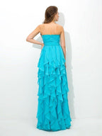 NumberSea - A - Line/Princess Sweetheart Layers Sleeveless Long Chiffon Bridesmaid Dresses