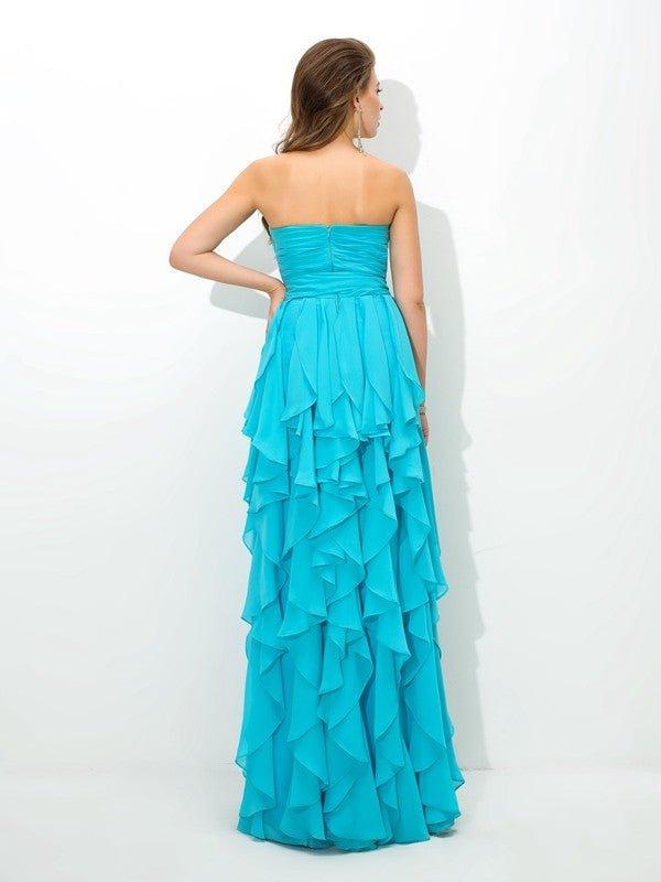 NumberSea - A - Line/Princess Sweetheart Layers Sleeveless Long Chiffon Bridesmaid Dresses