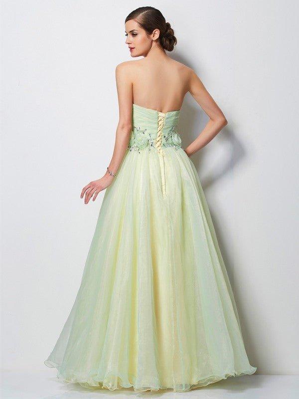 NumberSea - A - Line/Princess Sweetheart Sleeveless Hand - Made Flower Long Tulle Dresses