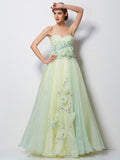 NumberSea - A - Line/Princess Sweetheart Sleeveless Hand - Made Flower Long Tulle Dresses