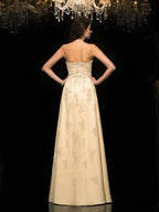 NumberSea - A - Line/Princess Sweetheart Sleeveless Long Net Mother of the Bride Dresses