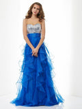 NumberSea - A - Line/Princess Sweetheart Sleeveless Paillette Long Satin Dresses