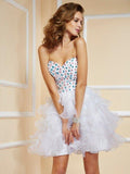 NumberSea - A - Line/Princess Sweetheart Sleeveless Rhinestone Short Organza Homecoming Dresses