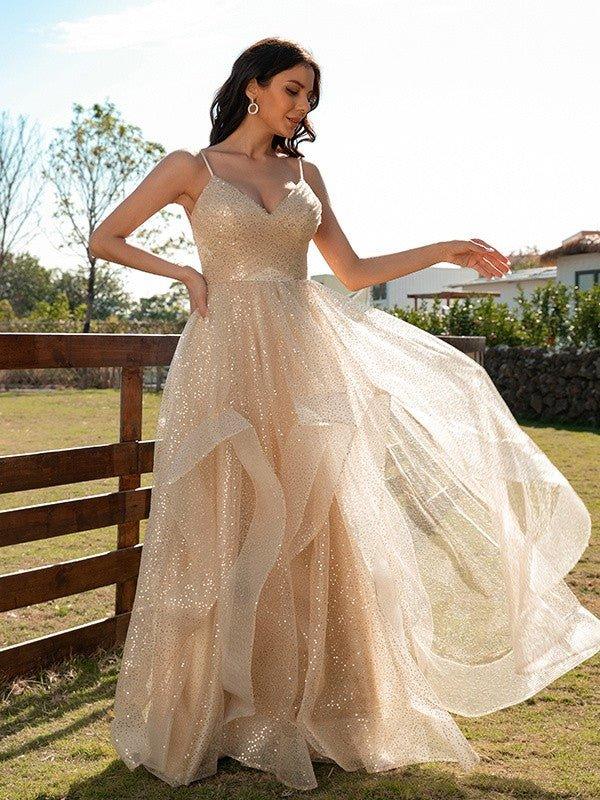 NumberSea - A - Line/Princess Tulle Beading Scoop Sleeveless Floor - Length Two Piece Dresses