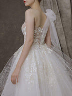 NumberSea - A - Line/Princess Tulle Lace One - Shoulder Sleeveless Asymmetrical Wedding Dresses