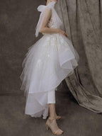 NumberSea - A - Line/Princess Tulle Lace One - Shoulder Sleeveless Asymmetrical Wedding Dresses