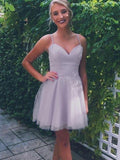 NumberSea - A - Line/Princess Tulle Ruffles V - neck Sleeveless Short/Mini Dresses