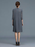 NumberSea - A - Line/Princess V - neck Chiffon Applique Sleeveless Knee - Length Mother of the Bride Dresses