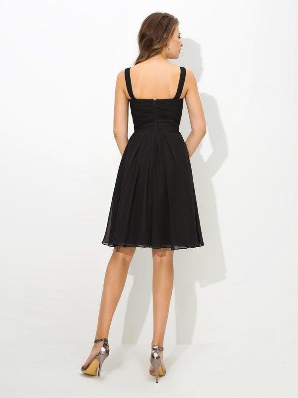 NumberSea - A - Line/Princess V - neck Pleats Sleeveless Short Chiffon Bridesmaid Dresses