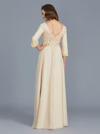 NumberSea - A - Line/Princess V - neck Ruffles Chiffon Floor - Length Mother of the Bride Dresses
