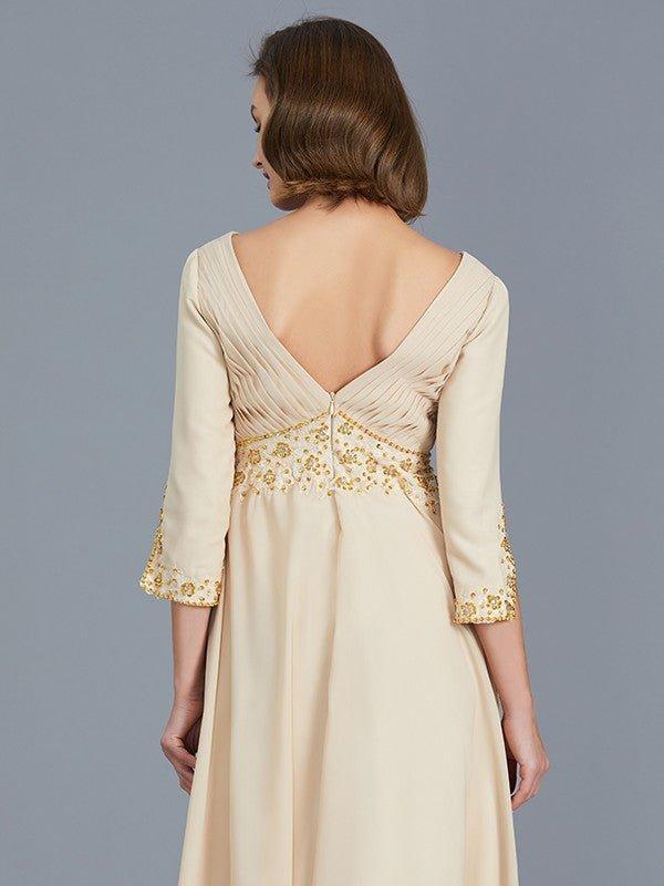 NumberSea - A - Line/Princess V - neck Ruffles Chiffon Floor - Length Mother of the Bride Dresses