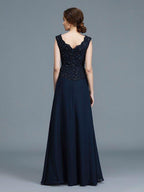 NumberSea - A - Line/Princess V - neck Ruffles Floor - Length Chiffon Sleeveless Mother of the Bride Dresses