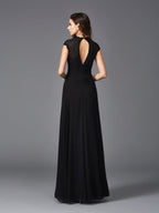 NumberSea - A - Line/Princess V - neck Sleeveless Long Chiffon Bridesmaid dresses