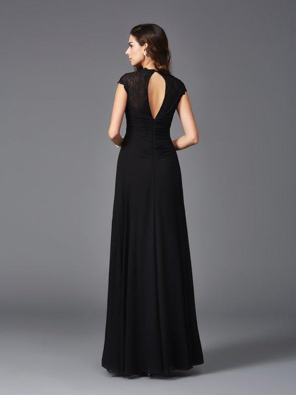 NumberSea - A - Line/Princess V - neck Sleeveless Long Chiffon Bridesmaid dresses