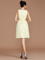 NumberSea - A - Line/Princess V - neck Sleeveless Sash/Ribbon/Belt Short/Mini Chiffon Bridesmaid Dresses