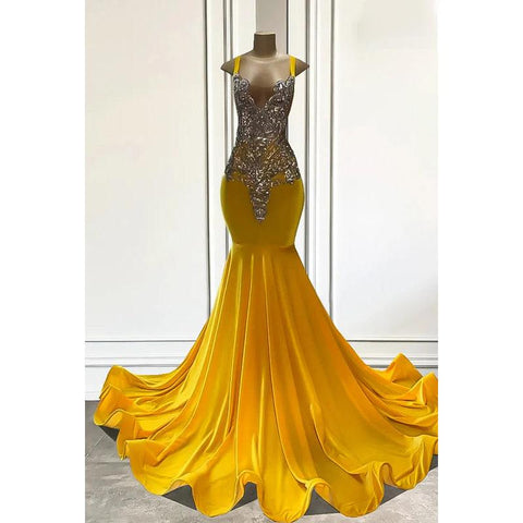 Trumpet/Mermaid Ruffles V-neck Straps Rhinstones Formal Party Prom Dress