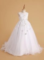 Serenity Princess Ball Gown with Lace Appliques and Butterfly Embellishments