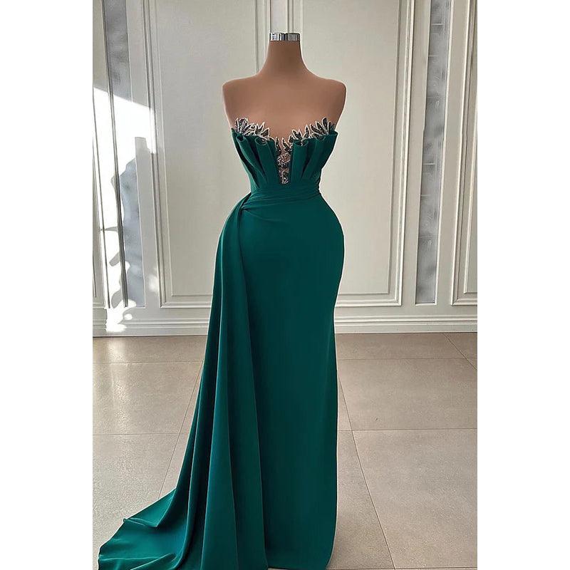 Elegante vestido de fiesta de graduación sin mangas con escote en V profundo y hombros descubiertos