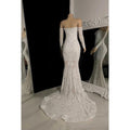 Trumpet/Mermaid Off-Shoulder Long Sleeves Lace Applique Formal Prom Dress