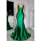 Vestido de fiesta sexy y atractivo de corte trompeta/sirena con tirantes cruzados, volantes y escote en V