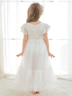 Knöchellanges weißes Kleid aus Spitzentüll (2003227579) 