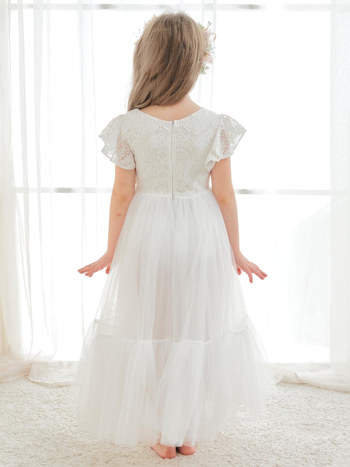 Knöchellanges weißes Kleid aus Spitzentüll (2003227579) 