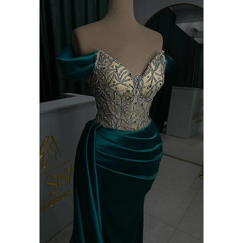Trumpet/Mermaid V-Neck Cap Sleeves Ruched Rhinestones Formal Prom Dress