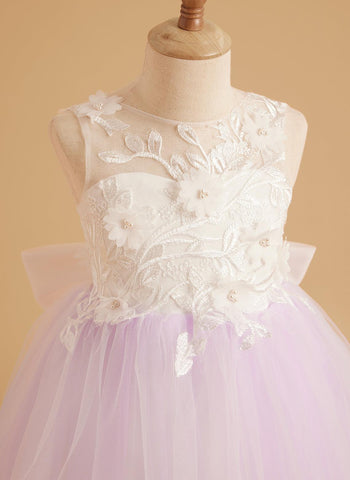 Dream Princess Sleeveless Lace and Tulle with Beading Flower Girl Dress