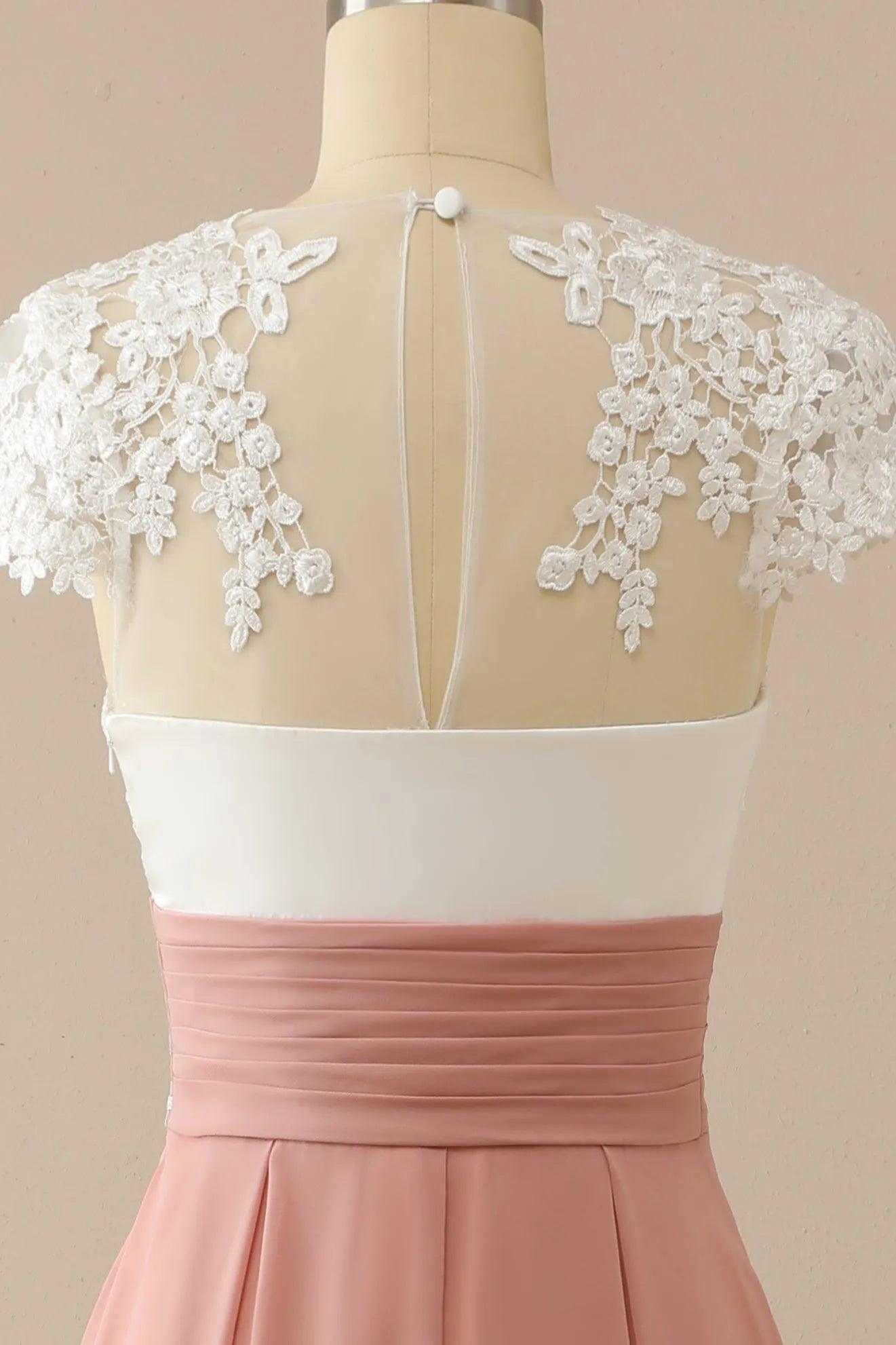 Mother of Bride Dress V Neck Appliques Short Sleeves