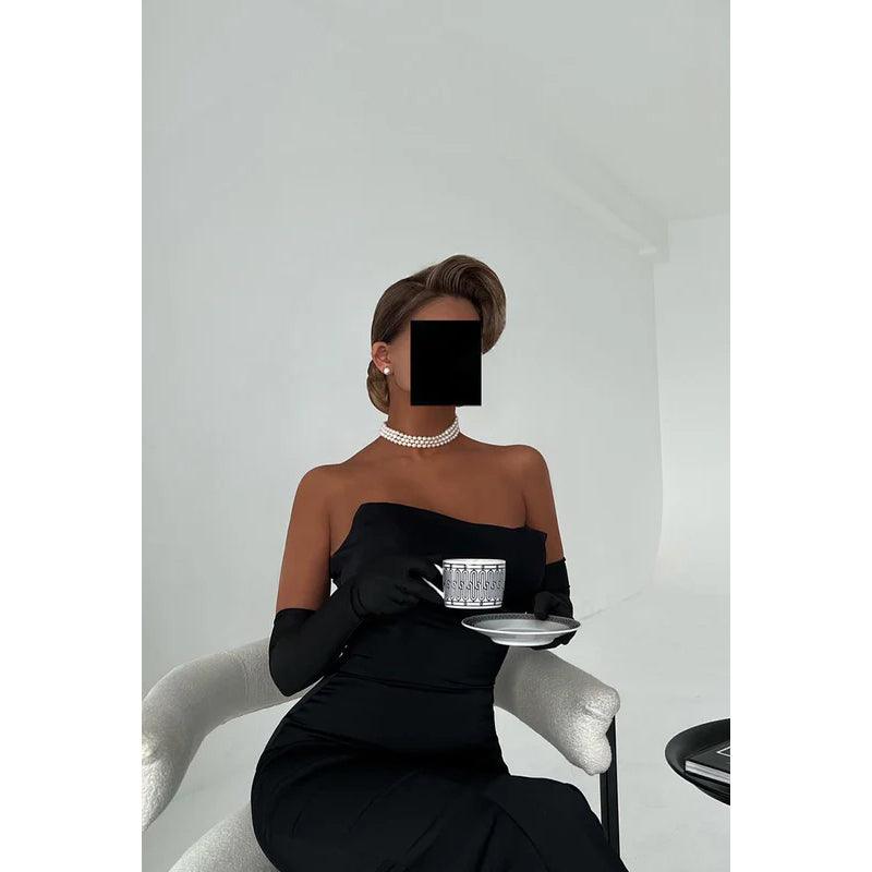 Trompeten-/Meerjungfrauen-Kleid, schulterfrei, elegant, für Abend, Party, Ball