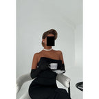 Trompeten-/Meerjungfrauen-Kleid, schulterfrei, elegant, für Abend, Party, Ball