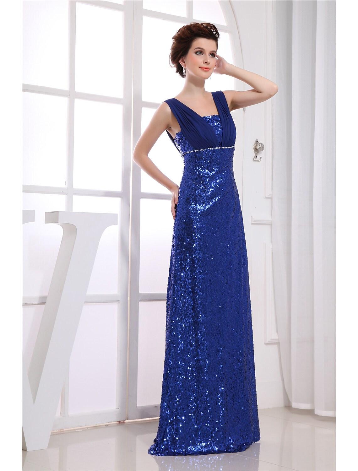 NumberSea-Sheath / Column Sparkle Wedding Guest Engagement Formal Evening Dress V Neck Sleeveless Floor Length Chiffon with Beading