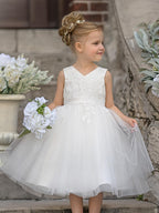 Vestido de niña de las flores sin mangas con encaje de tul hasta la rodilla 