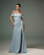 Erstaunliche A-Linie Satin Off-The-Shoulder Ärmellose Ballkleider mit Schlitz vorne