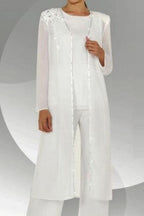 Amazing Two Pieces Mother of The Bride Suit Chiffon Scoop Bridesmaid Dresses