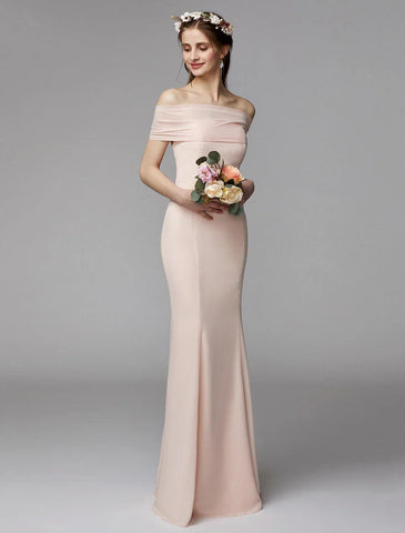 Robe de demoiselle d'honneur sirène/trompette sans bretelles sans manches dos nu longueur au sol en mousseline de soie avec ceinture/ruban/plis