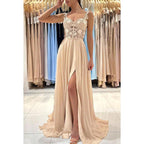 NumberSea - Appliques Sheath/Column Straps Chiffon Sleeveless Prom Dress