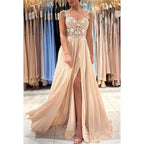 NumberSea - Appliques Sheath/Column Straps Chiffon Sleeveless Prom Dress