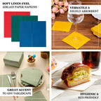 20 Pack Linen-Like Paper Napkins 5"x5" Dusty Blue - Soft Single-Use Airlaid Cocktail Napkins