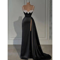 NumberSea - Attractive Beaded Spaghetti Straps Long Prom Dress with Slit Evening Gowns