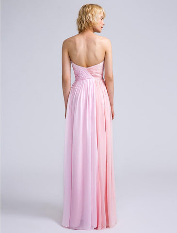 Robe de demoiselle d'honneur fourreau/colonne en mousseline de soie sans manches à dos ouvert et longueur au sol avec croix
