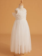 Enchanted Garden Girl Baby Toddler 3D Flower Embellishment Floral Applique Tulle Bow Dress