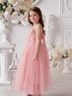 Enchanted Garden Girl Baby Toddler 3D Flower Embellishment Floral Applique Tulle Bow Dress