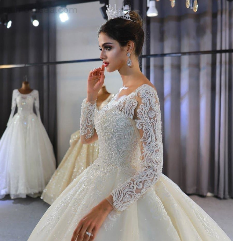 NB3770 Robe De Mariee Princess Puffy Ball Gown Wedding Dress Dride 100% Real Photos - numbersea