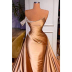 Strapless Pleats Beads Long Formal Evening Dress