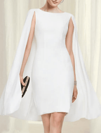 Etui-/Säulenkleid für Hochzeitsgäste, minimalistisches Kleid, Party-Kleidung, knielang, ärmellos, Rundhalsausschnitt, Chiffon mit reiner Farbe