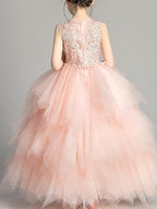 NumberSea - Ball Gown Chiffon Sleeveless Jewel Neck First Communion Flower Girl Dresses