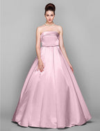 NumberSea - Ball Gown Elegant Dress Quinceanera Floor Length Sleeveless Strapless Satin with Bow(s)